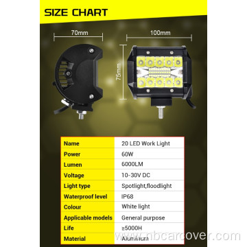 Work Light 60W Led Light Bar 4x4 Accessories